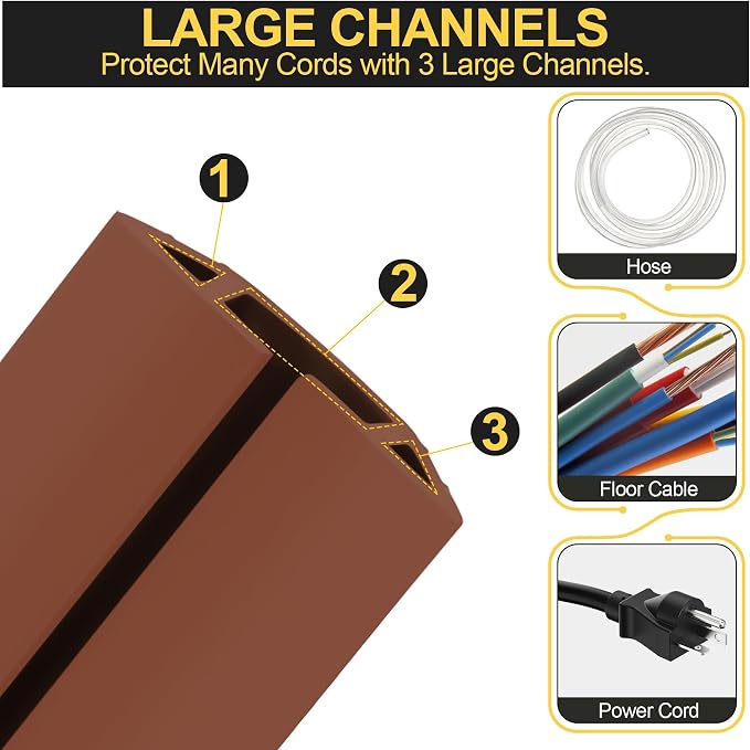 MYFAMIREA 6.5FT Floor Cord Cover Heavy Duty Cable Cover Protector 3 Channels - Image 3