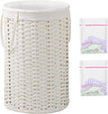 34.3 Gal Large Laundry Hamper Laundry Basket Round Handwoven Wicker Laundry by SETVSON