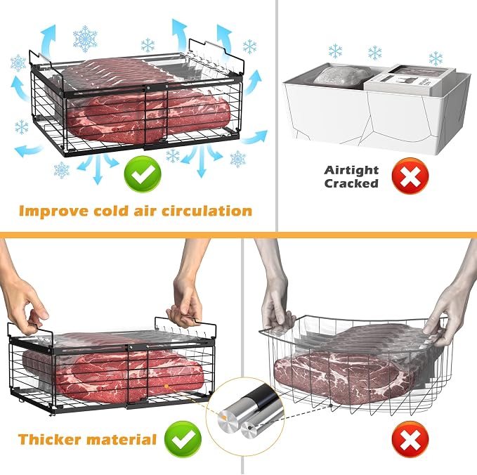NADAMOO Freezer Organizer Bins, 4 Packs Large Expandable Stackable Chest - Image 6