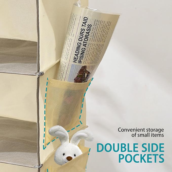 2 Pack 6-Shelf Hanging Closet Storage, Strong Frame Beige Closet Organizer - Image 4