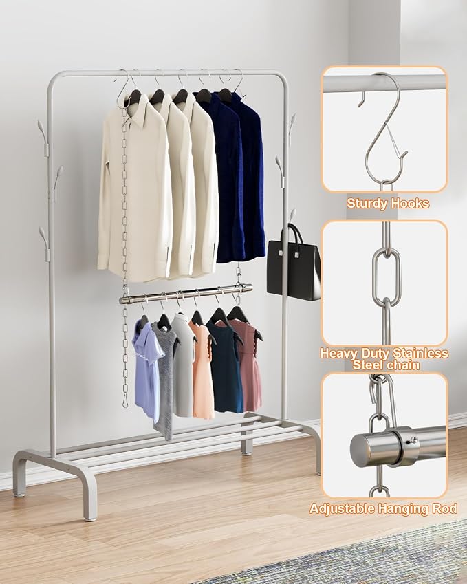 Hanging Closet Rod, Adjustable Width and Height Closet Rods Extender, 17-52inch - Image 7