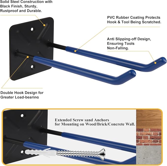Steel Garage Storage Hooks Wall Tool Organizer, 14 Inch Garage Hook Heavy Duty - Image 3