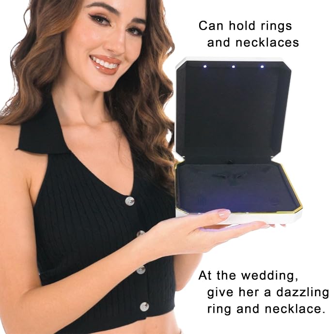 HSLFUAI Necklace Box with Led, Jewelry Box - Image 6