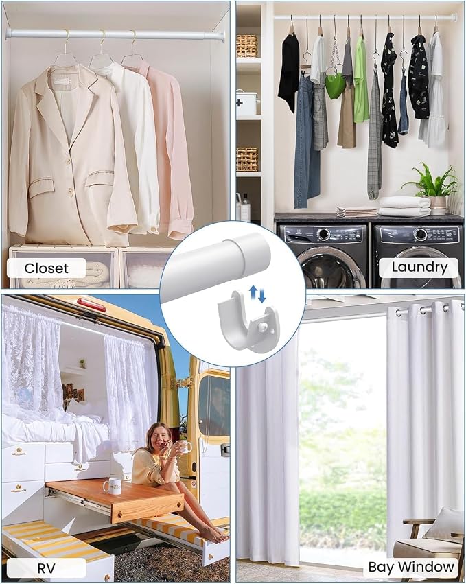 2 PACK Closet Rods for Hanging Clothes, 17 to 39 Inches Stepless Adjustable - Image 5