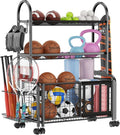 Garage Ball Storage, 2 in 1 Sports Equipment Organizer, Garage Organizer by FULOOPHI