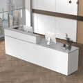 L Shape Reception Desk with Counter, Lockable Drawer, Keyboard Tray, and by Huariifowm