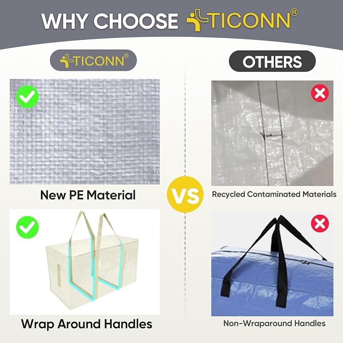 TICONN 2 Pack Extra Large Moving Bags - Image 4