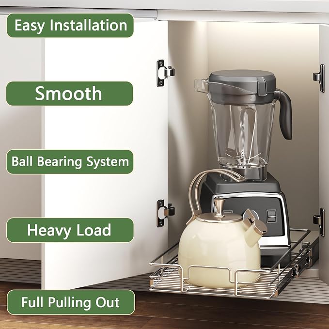 Pull Out Cabinet Organizer 11½" W x 21½" D, Heavy Duty Cabinet Pull Out Shelves - Image 2