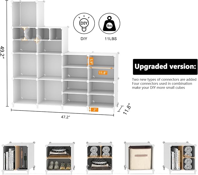 AWTATOS Cube Storage Organizer Closet Storage 12 Cube Shelves, Large and Small - Image 3