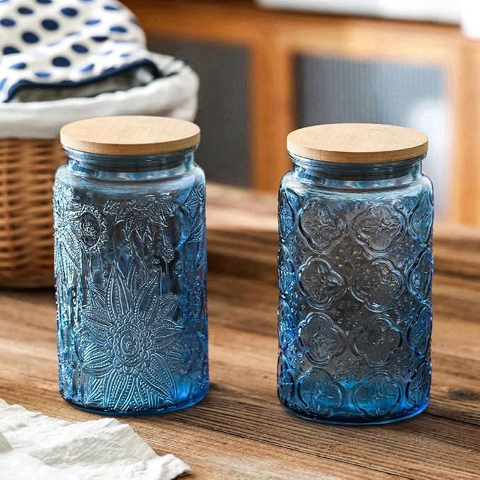 ANSQU 34oz Blue Glass Container, Candy Jar - Image 3