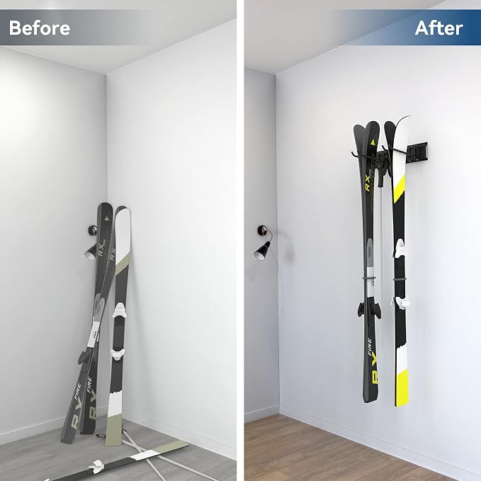 WALMANN Garage Storage Organization System Ski Wall Rack 2 Pairs of Skis Mount - Image 6