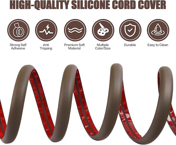 Floor Cord Cover Cable Cavity Self Adhesive Cord Hider Floor 3.3FT Floor Cable - Image 3
