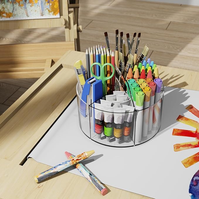 Acrylic Pen Holder, 360 Degree Rotating Pen Organizer, Rotating Desk Acrylic - Image 2