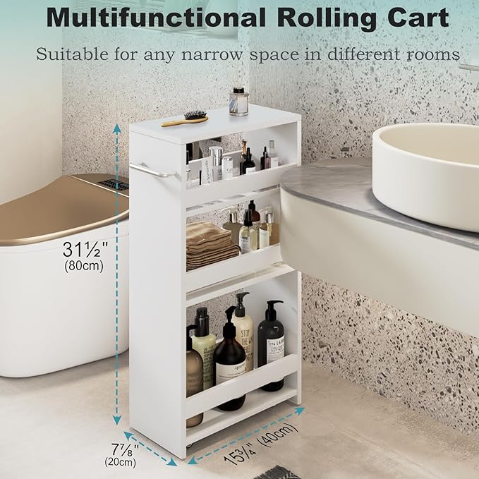 MARTY Rolling Storage Cart 7.9" W, 4-Tier Kitchen Cart - Image 4