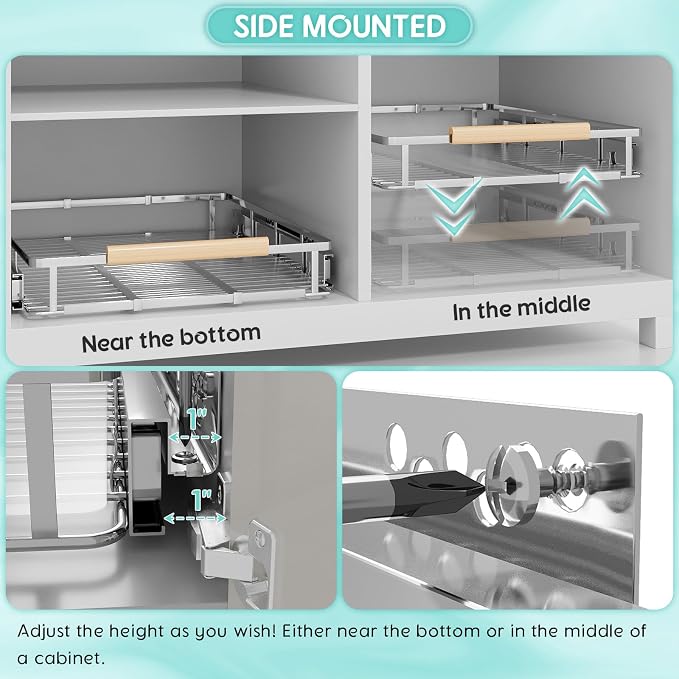 Expandable Pull Out Cabinet Organizer, Adjustable Width:23.2~39.9''W x 22.5''D - Image 3