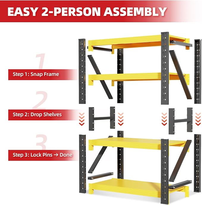 60" W Garage Shelving, 4-Tier Heavy Duty Storage Shelves Unit - Image 6