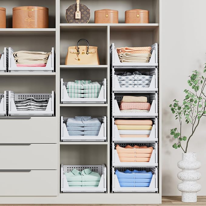 4 Pack Stackable Closet Storage Basket - Image 6