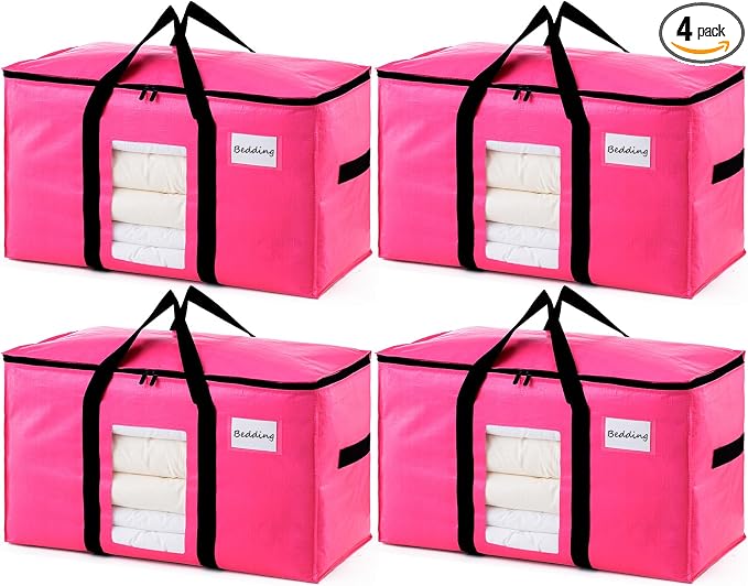 TAILI 4 Pack Pink Extra Large Moving Bags, Heavy Duty Totes by TAILI