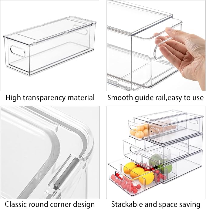 Mano Stackable Fridge Drawers Pull Out Bins - Image 6