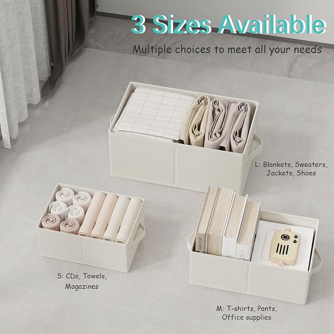 Fabric Storage Boxes for Shelves, 3 Pack Foldable Cloth Bins, Closet Organizers - Image 5