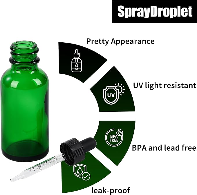 12 Pcs, 1oz Glass Dropper Bottle, Leakproof Tincture Bottles - Image 3