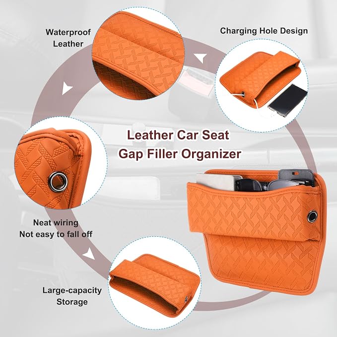 HARFINGTON 2pcs Car Seat Gap Filler Organizer 11.5 x 8 x 2.1 Inch Leather - Image 3