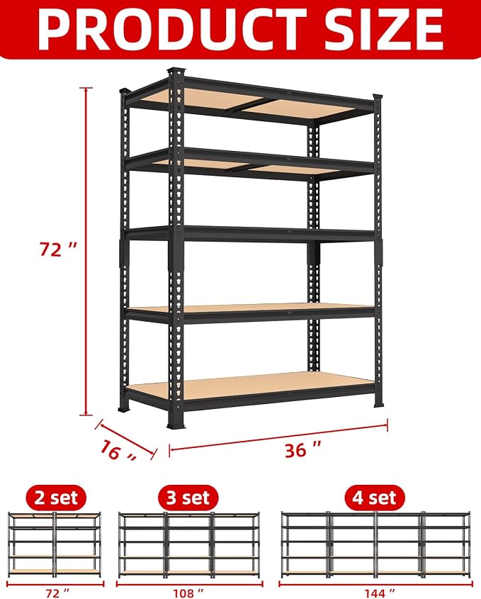 PrimeZone 36" x 16" x 72" Heavy Duty Storage Shelves - Image 3