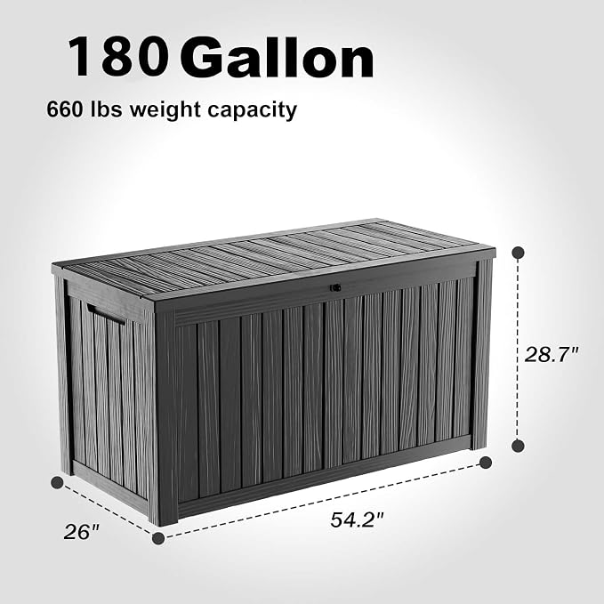 EasyUp 180 Gallon Outdoor Storage Box Waterproof, UV Resistant Resin Deck Box - Image 2