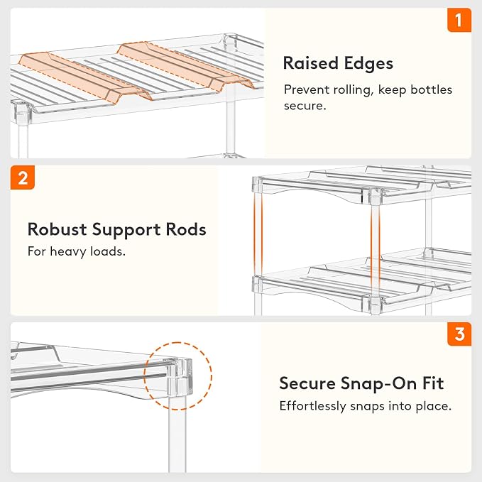 Lifewit Stackable Water Bottle Storage Organizer, Plastic Large Compartment - Image 4