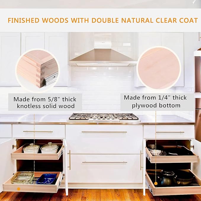 16”W x 21”D x 3‘’H Soft Close Slide Out Wood Drawer Organizer - Image 7