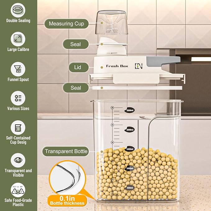 Cereal Storage Container 2Pack, 85oz/2.5L Airtight Food Storage Containers - Image 3