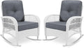 VIVIJASON 2 Piece Patio Wicker Rattan Rocker Chair, Outdoor Rattan Rocker Chair by VIVIJASON