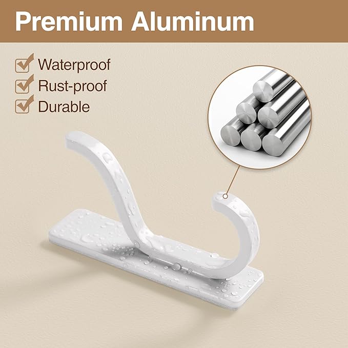2 Pack Wall Hooks for Hanging: Adhesive Coat Hooks for Hat, Hangers for Door - Image 7