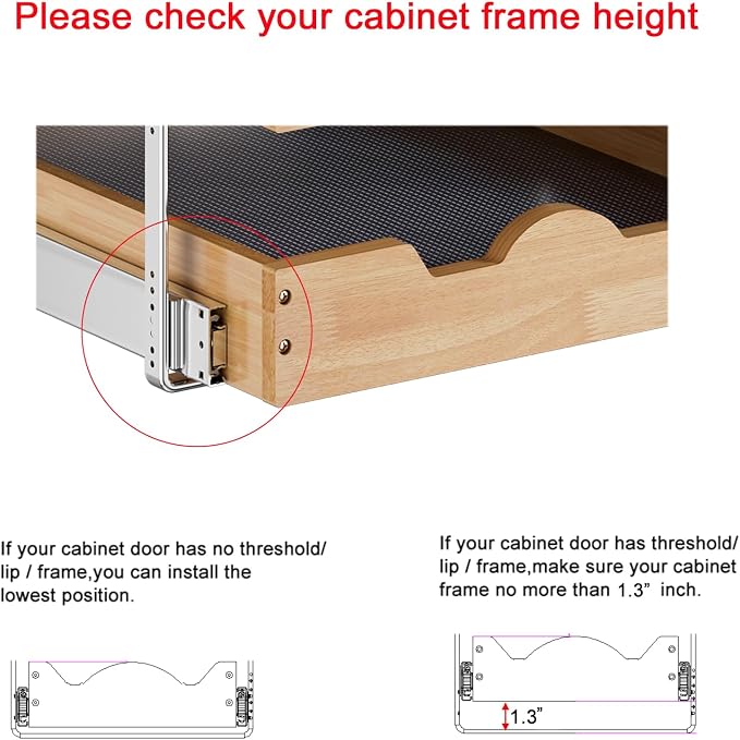 DINDON 3 Tier Pull Out Cabinet Organizer 20”W X21”D Slide Out Shelves - Image 6