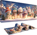 Six Snowmen Gaming Mouse Pad 35.4"x15.7"Desk Mat Anti-Slip Rubber Base & by ANNAQUEEN