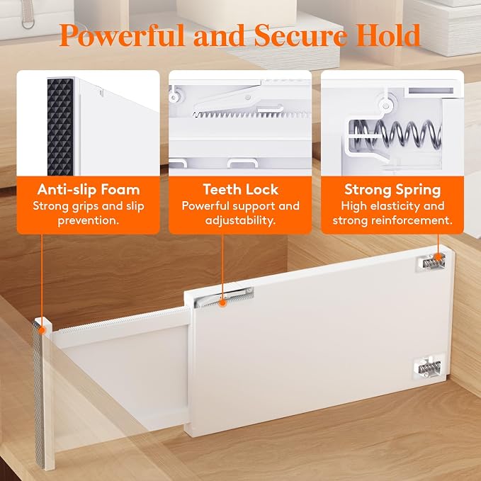 Lifewit 10 Pack Drawer Dividers Plastic 6" High, 13.5-22" Adjustable Drawer - Image 3