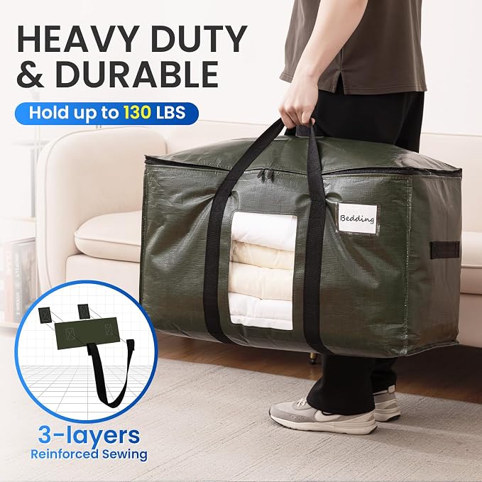 TAILI 12 Pack Green Extra Large Storage Bags, Heavy Duty Totes - Image 4