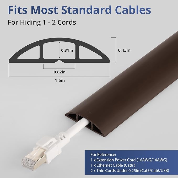 ZhiYo 10ft Cord Covers for Wires on Floor, Cord Hider Floor Hide Extension Cords - Image 2