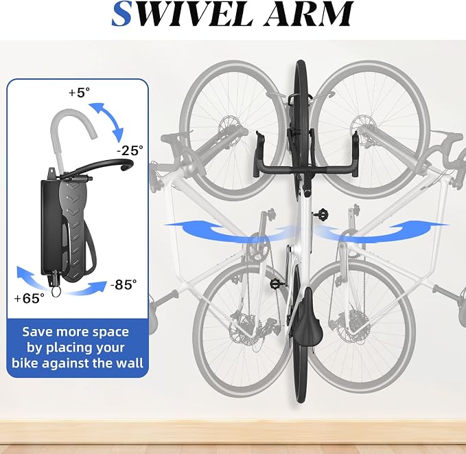 Goovilla Swivel Bike Wall Mount 1 Pack, Space Saving Bike Hangers - Image 5