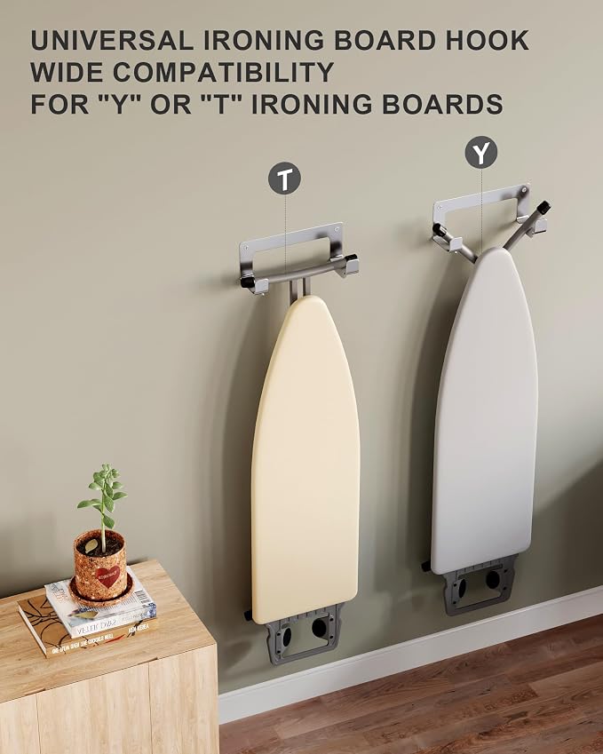 Ironing Board Hanger Wall Mount Stainless Steel, Y T Leg Ironing Board Holder - Image 2