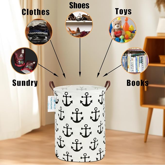 LANGYASHAN Laundry Basket Canvas Fabric Collapsible Organizer Basket - Image 4