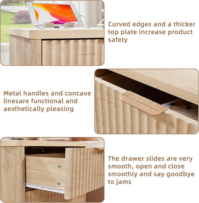 LEYAOYAO Fluted Nightstand - Image 7