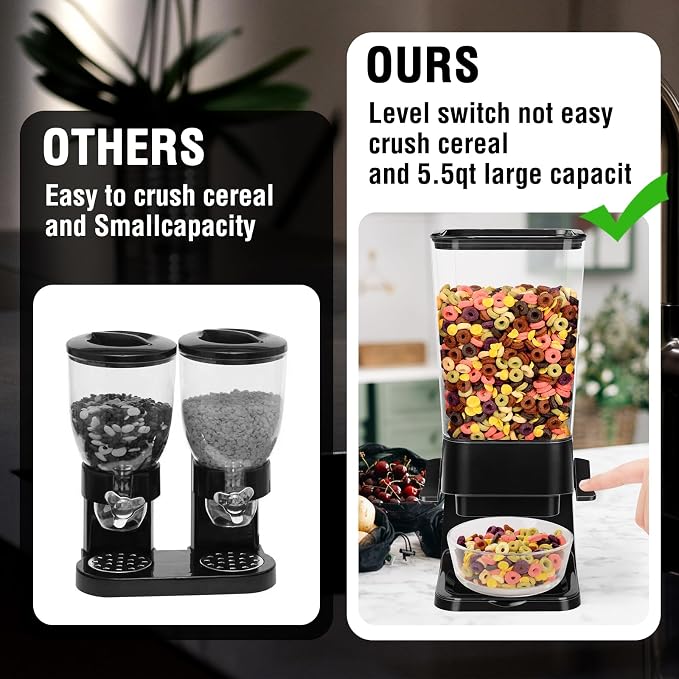 Cereal Dispenser Countertop 2pcs, 5.5L Cereal Containers Storage Dispenser - Image 7