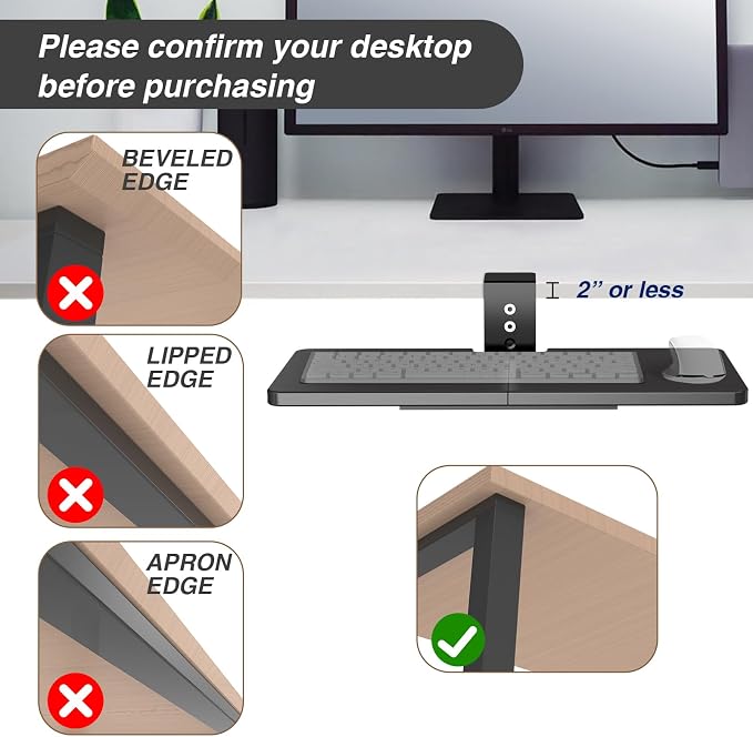 Large Under Desk Rotatable Computer Keyboard and Mouse Tray, 23 x 10 inch Extra - Image 7