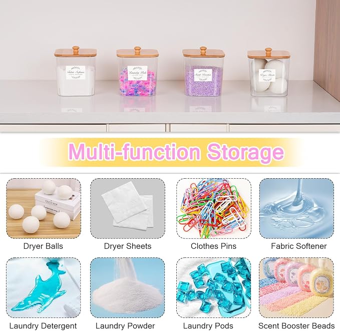 efluky 4 pack Laundry Pods Container & Dryer Sheet Holder Set, Laundry Pods - Image 5