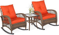 VIVIJASON 3-Piece Outdoor Conversation Bistro Set, Patio Wicker Rocking Chairs by VIVIJASON