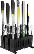 12-Pair Ski Storage Rack w/Width-Adjustable Fixing Bars, Heavy Duty Metal by Eastrexon