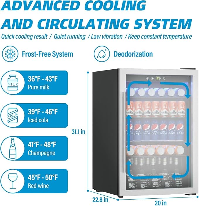 Compact Beverage Refrigerator Cooler, 145 Can/4.5 Cubic Feet Mini Fridge - Image 4