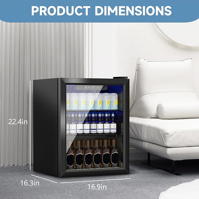 1.6 Cu.Ft Mini Fridge for 70 Cans, Small Beverage Refrigerator - Image 3