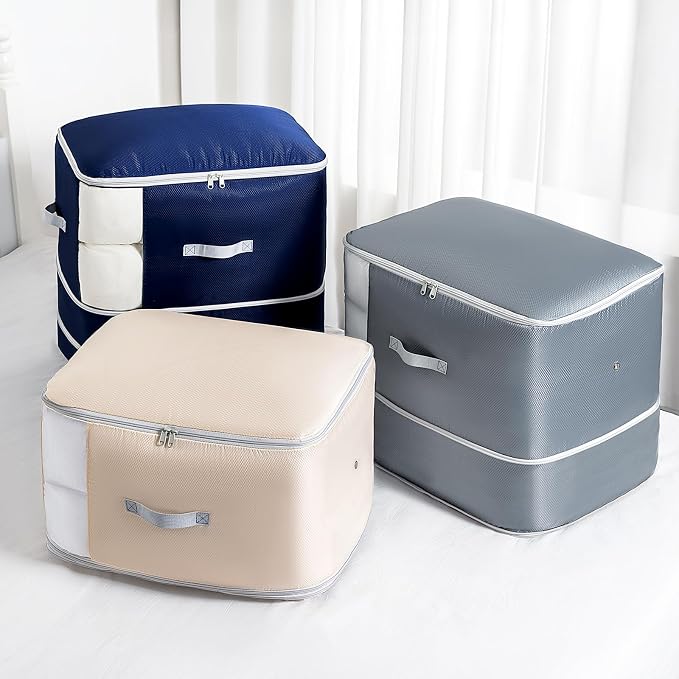 Comforter Storage Bag - 130L Large Capacity Blanket Storage Bags 3-Layer Ultra - Image 7